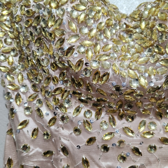 Dress with Crystal NUDE Gold Size 14 - Picture 2 of 4